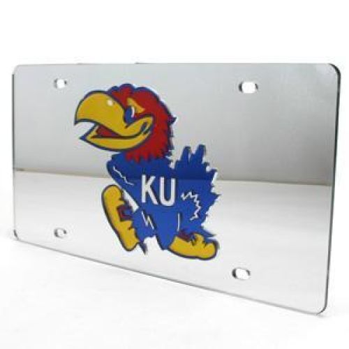 NCAA Kansas Jayhawks Inlaid Acrylic License Plate - Silver