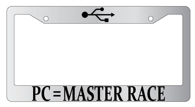PC Master Race Chrome METAL License Plate Frame MMO  Mod-GRAPH9856236-7881
