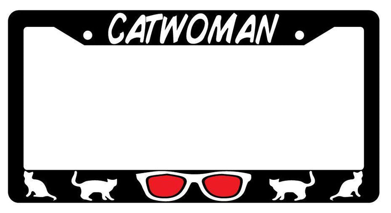 Cat Woman Black Plastic License Plate Frame Accessory DC  Mod-GRAPH9856236-484