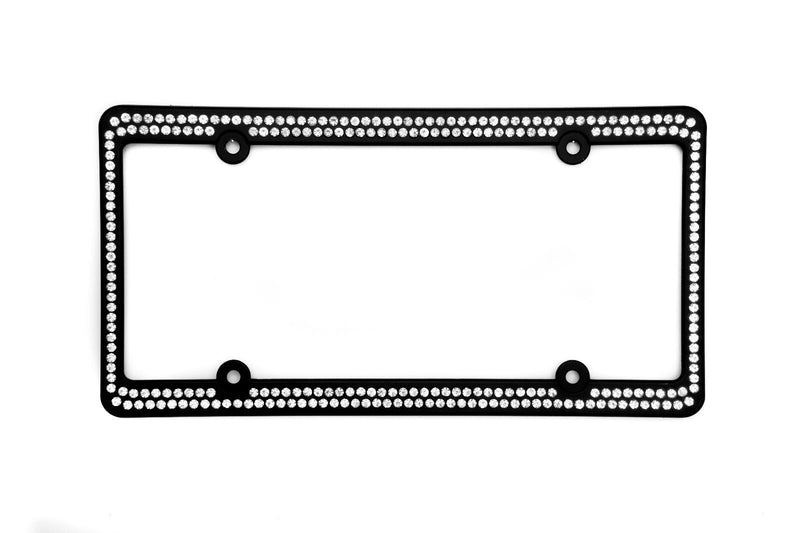 Swarovski Clear Crystal Bling license plate frame Inlay Black Frame+Screw Caps