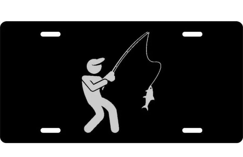 License Plate Fisherman Icon car tag Aluminum