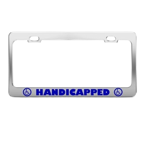 Metal License Plate Frame Handicapped Handicap Car Accessories Chrome