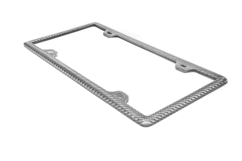 Real 100% Silver Carbon Fiber 4 Holes license plate frame cover original 3k