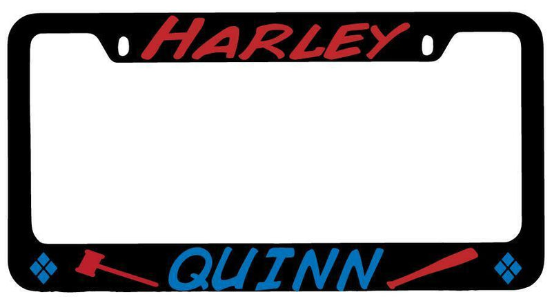 Harley Quinn (Hammer/Bat Blue And Maroon) Black METAL License Plate Frame DC  Mod-GRAPH9856236-10180