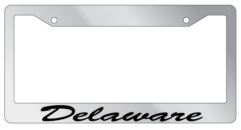 Chrome METAL License Plate Frame DELAWARE CURSIVE Auto Accessory 1209  Mod-GRAPH9856236-9000
