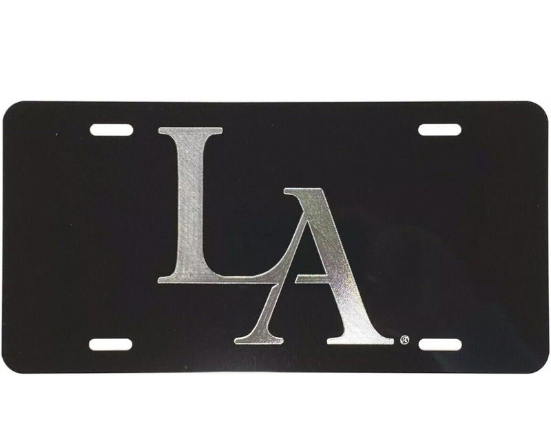 Cal State LA logo Diamond Etched on Gloss Black Aluminum License Plate