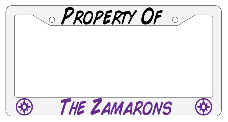 Property Of The Zamarons White Plastic License Plate Frame Auto  Mod-GRAPH9856236-1563