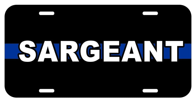 Police Badge Number Sargeant Personalized Blue Line License Plate Tag METAL car