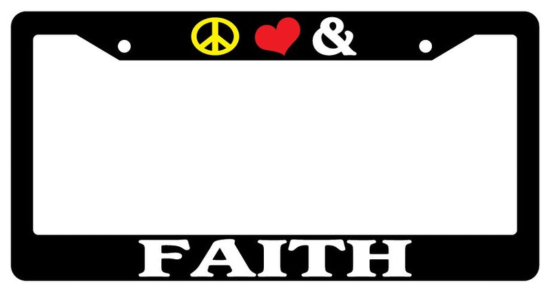 Black License Plate Frame Peace Love And Faith Auto Accessory Novelty  Mod-GRAPH9856236-2269