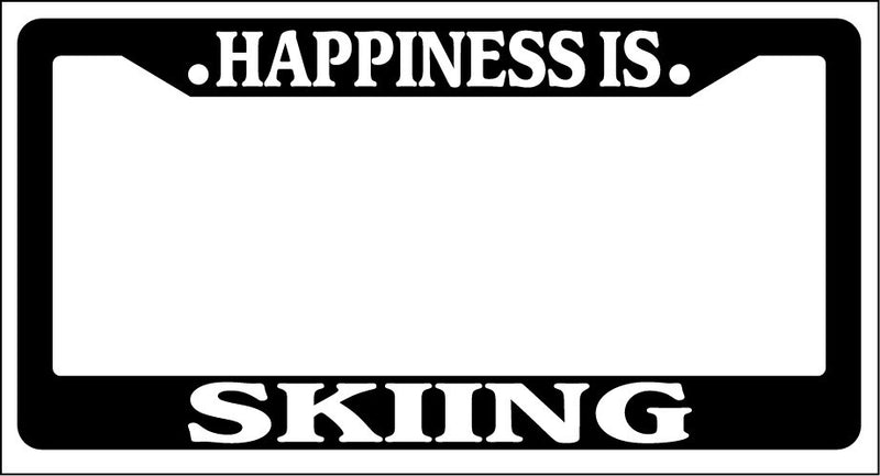 Black License Plate Frame Happiness Is... Skiing Auto Accessory Novelty  Mod-GRAPH9856236-829
