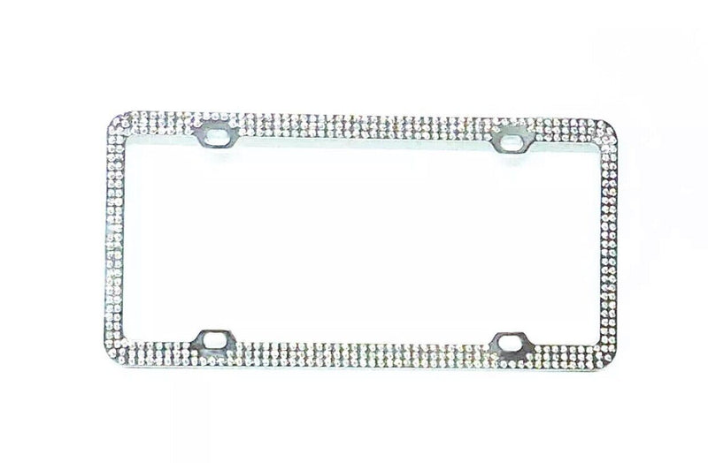 6 Row Bling Crystal Diamond/ Rhinestones Chrome Metal License Frame