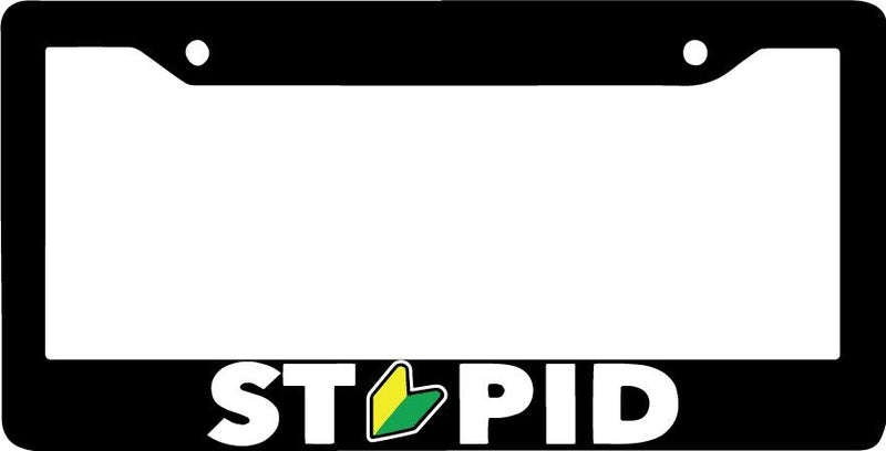 STUPID WAKABA LEAF JDM TUNER DRIFT EURO FUNNY NOS Black License Plate Frame NEW