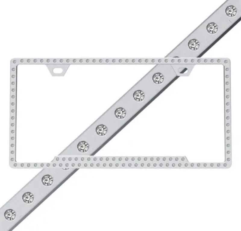 SLIMLINE CHROME ICE SWAROVSKI® CRYSTAL LICENSE PLATE FRAME - CLEAR