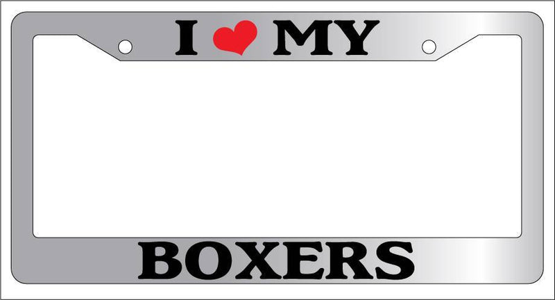 Chrome METAL License Plate Frame I HEART MY BOXERS Auto Accessory 309  Mod-GRAPH9856236-9565