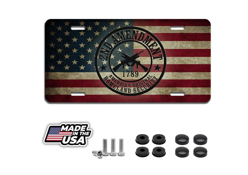 2nd Amendment flag aluminum vanity license plate car truck SUV tag