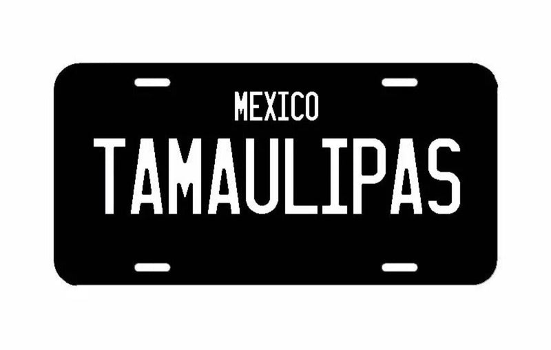 Tamaulipas Mexico Black License Plate Tag decal Mexicano Terre Pueblo rancho