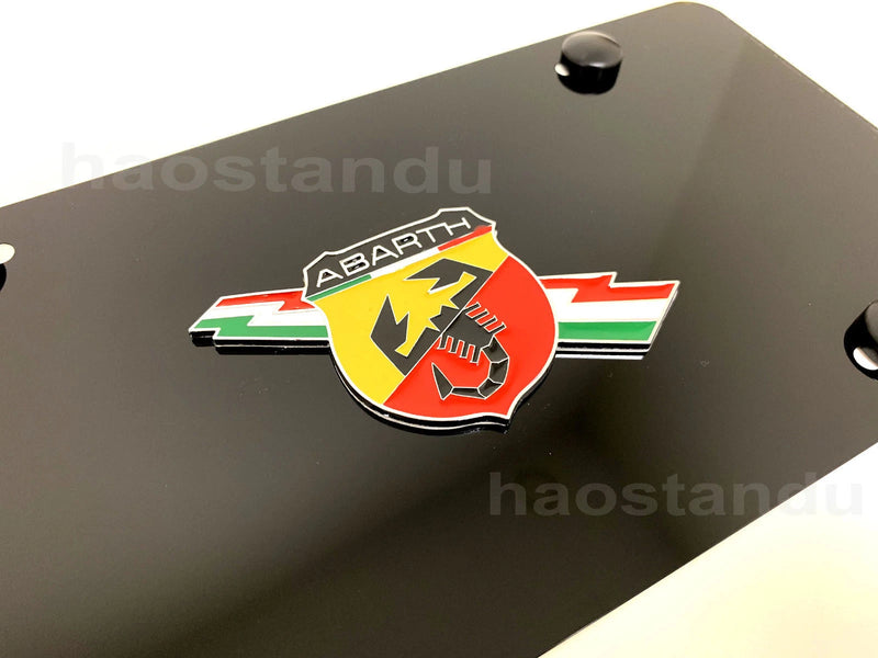1x 3D "ABARTH emblem" Aluminum BLACK Color Front Plate RUST FREE