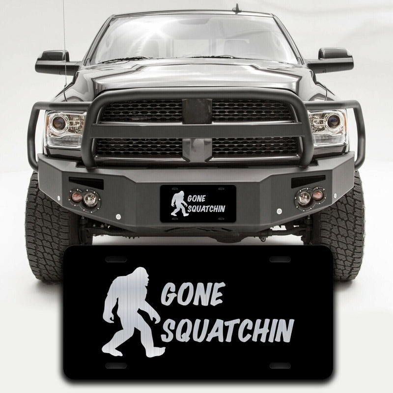 Gone Squatchin License Plate Tag Vanity Front Aluminum 6 Inches By 12 Inches