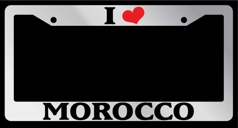 Chrome License Plate Frame "I Heart Morocco" Auto Accessory Novelty 2385  Mod-GRAPH9856236-6742