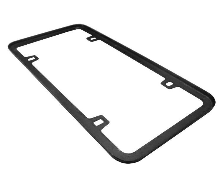 Black Real Carbon Fiber Finish 4 Holes Slim License Plate Frame w/ UV Resistant