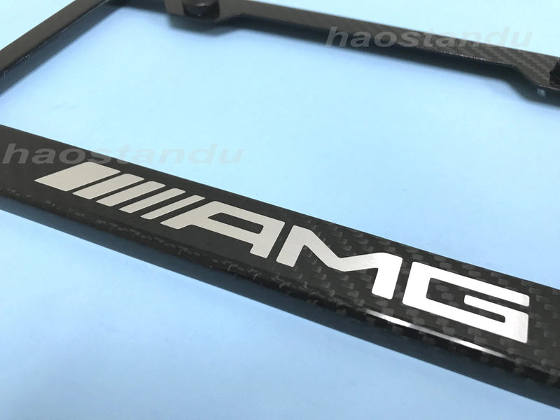 1x AMG Real 3K TwillWeave CARBON FIBER License Plate Frame Holder (NEW Style)