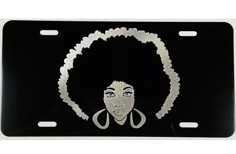 Black Girl Magic Car Tag Engraved Etched on Gloss Black Aluminum License Plate