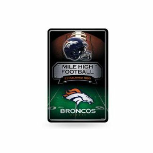 NFL Denver Broncos Embossed Metal Wall Sign Large 11"x 17" Man Cave Shop