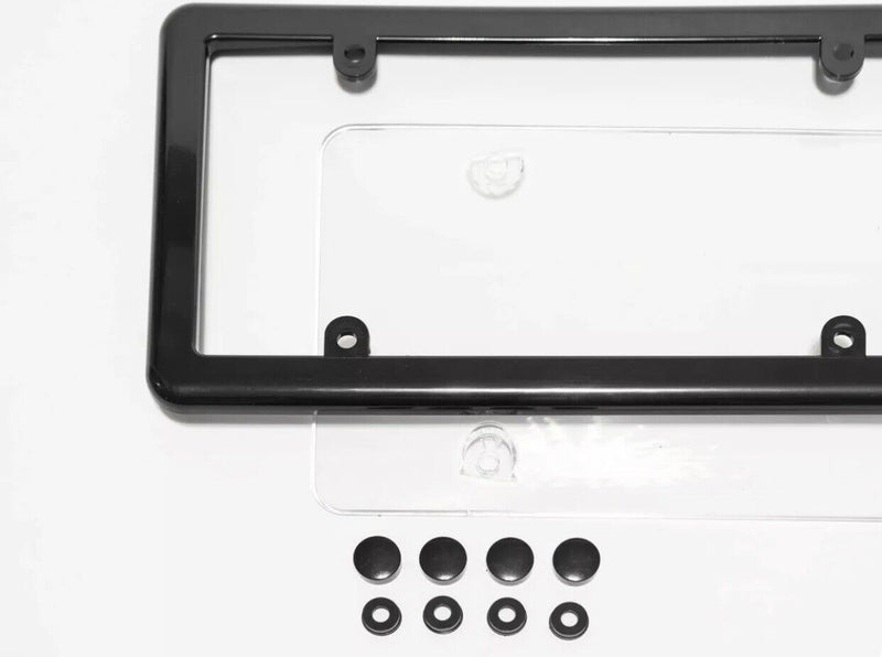 Unbreakable Clear License PlateShield Cover + Black Frame + 4 Screw Caps