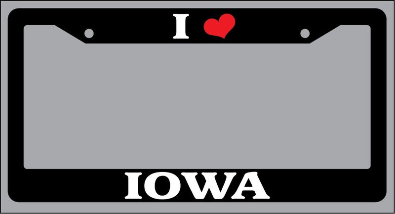 Black License Plate Frame "I Heart Iowa" Auto Accessory 1482  Mod-GRAPH9856236-1398