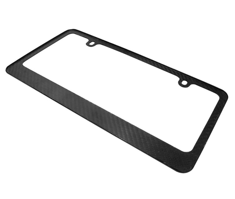 Real Black Carbon Fiber Italy Flag Off-center in Sports Stripe License Frame