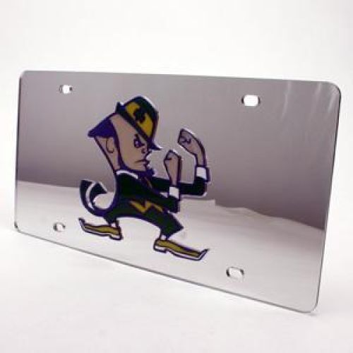 NCAA Notre Dame Fighting Irish Inlaid Acrylic License Plate - Silver Mirror Backgroun