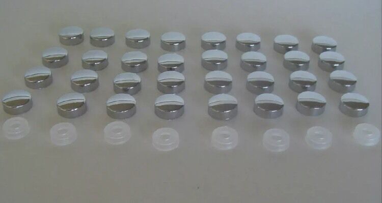 32 Chrome "Smooth" License Plate Frame Screw Caps Bolt Covers - Car Truck Cycle