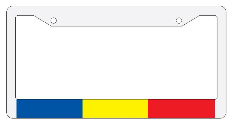 Romania White Plastic License Plate Frame World Flags  Mod-GRAPH9856236-2035