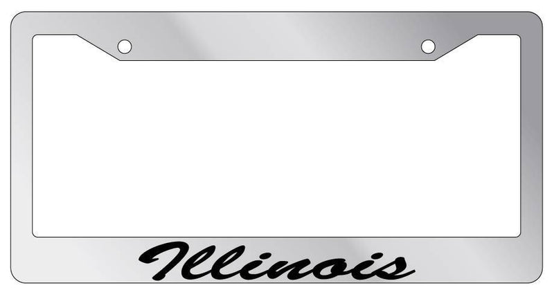 Chrome METAL License Plate Frame ILLINOIS CURSIVE Auto Accessory  Mod-GRAPH9856236-8015