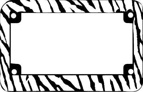 MOTORCYCLE ZEBRA PRINT Motorcycle License Plate Frame