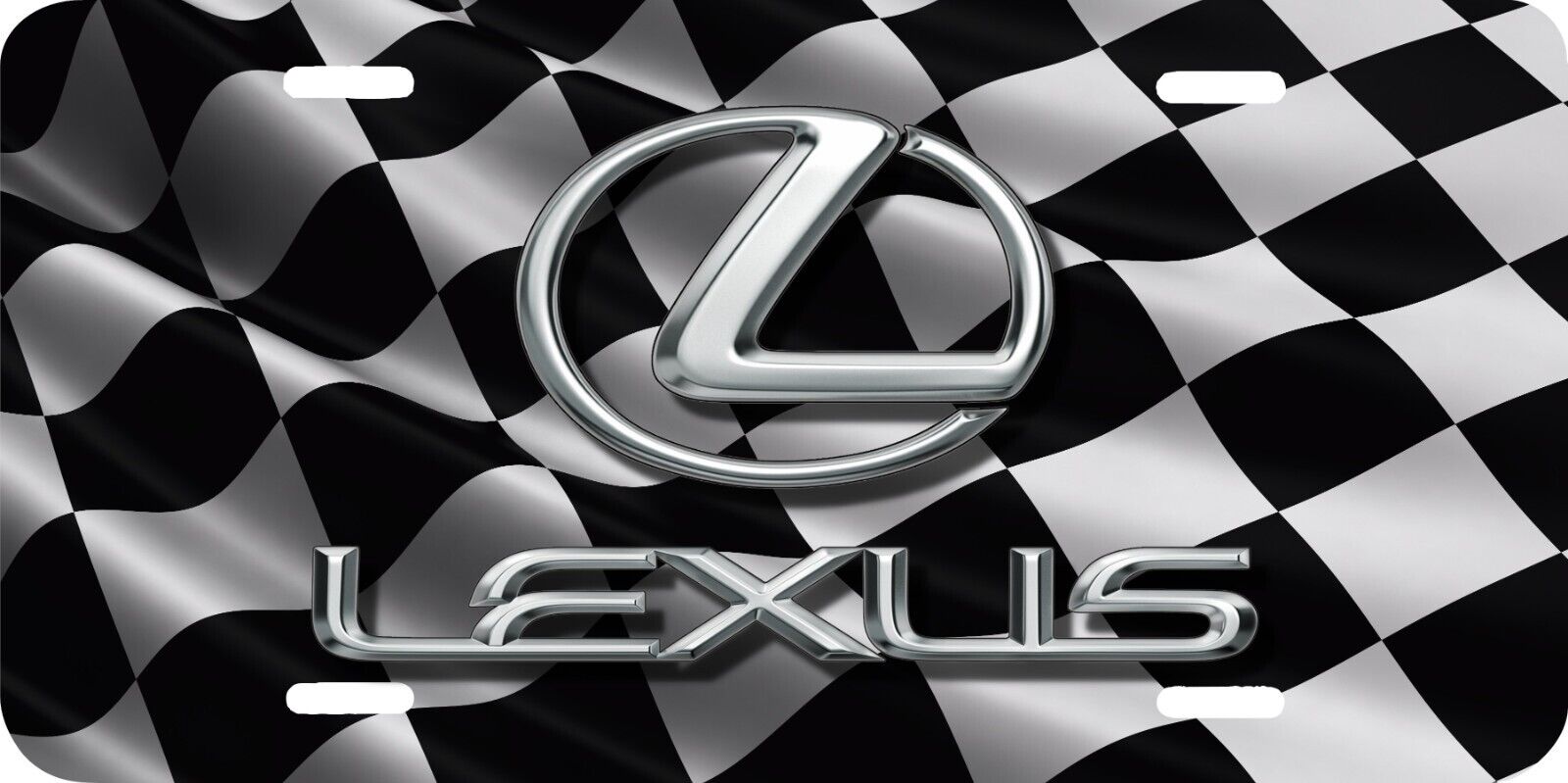 LEXUS LOGO CHECKERED WAVING FLAG VEHICLE LICENSE PLATE AUTO CAR FRONT ...
