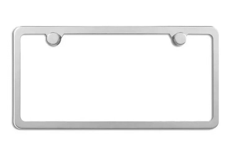100% Stainless Steel Chrome Slim 2-Hole License Plate Frame Universal Tag