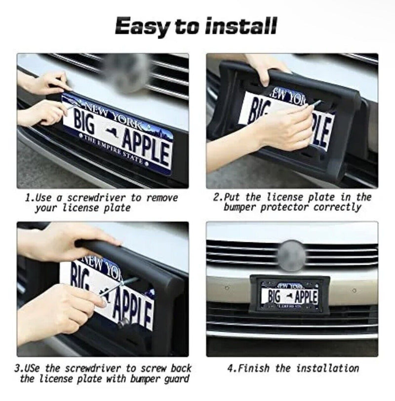 License Plate Bumper Guard with Screws and Protector Rubbers 2.3 Inches Thick...