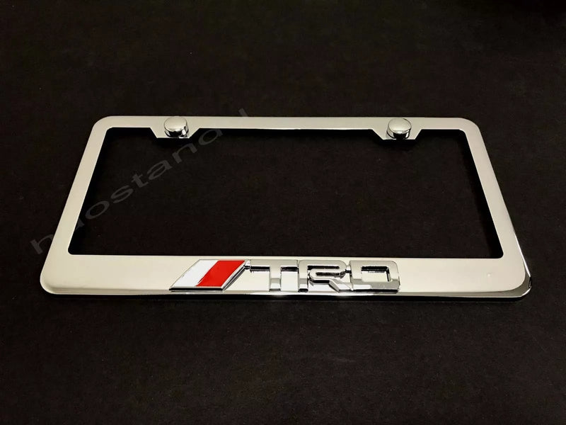 1x // TRD 3D Emblem STAINLESS STEEL License Plate Frame RUST FREE + Screw Cap