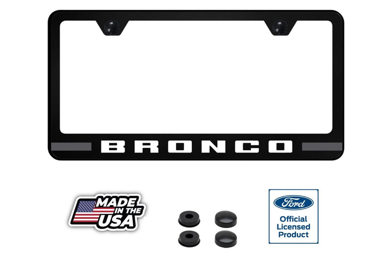 Ford Bronco UV Painted Unbreakable Polycarbonate License Plate Frame - Gray