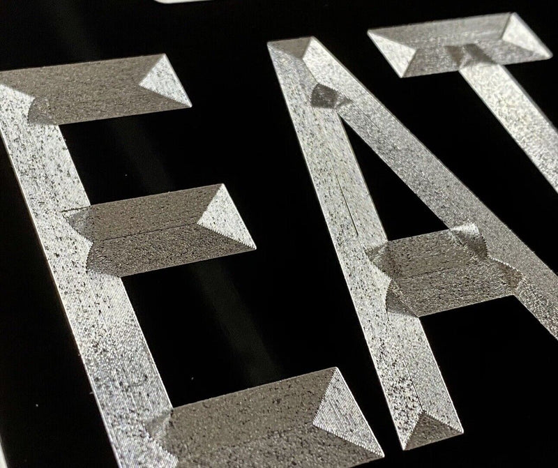 Silver Engraved Eat Beef Black Car Tag Diamond Etched Metal Front License Plate