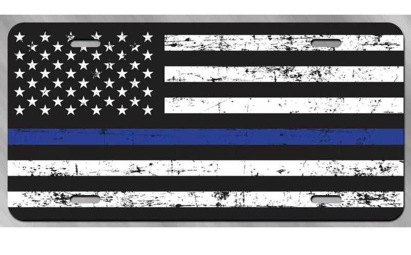 THIN BLUE LINE AMERICAN FLAG LICENSE PLATE