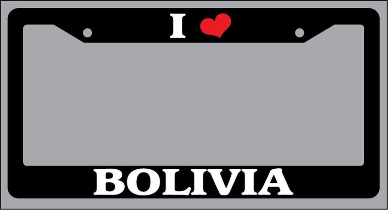 Black License Plate Frame I Heart Bolivia Auto Accessory 1139  Mod-GRAPH9856236-1373