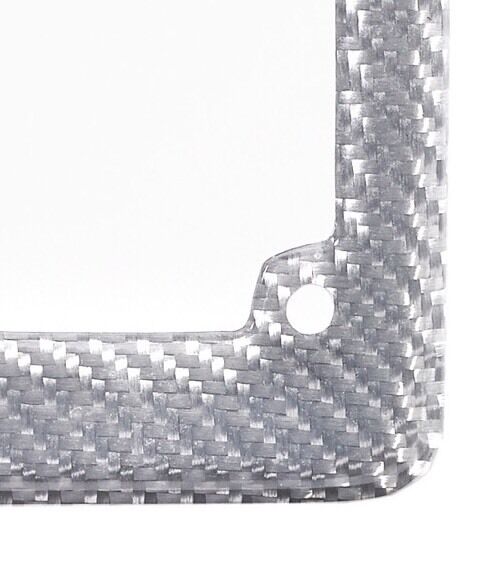 Real 100% Silver Carbon Fiber Motorcycle License Plate Frame With Free Caps v2