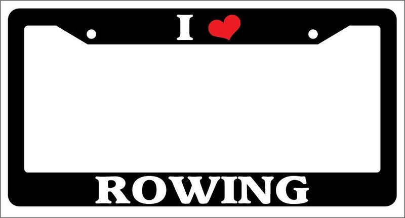 Black License Plate Frame "I Heart Rowing" Auto Accessory Novelty  Mod-GRAPH9856236-2889