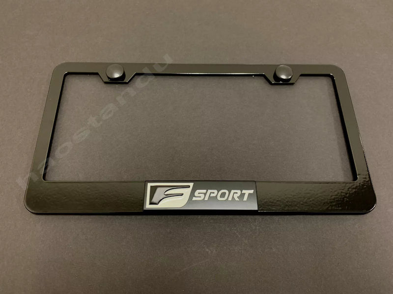 1x FSPORT 3D Emblem BLACK Stainless License Plate Frame RUST FREE + Screw Cap