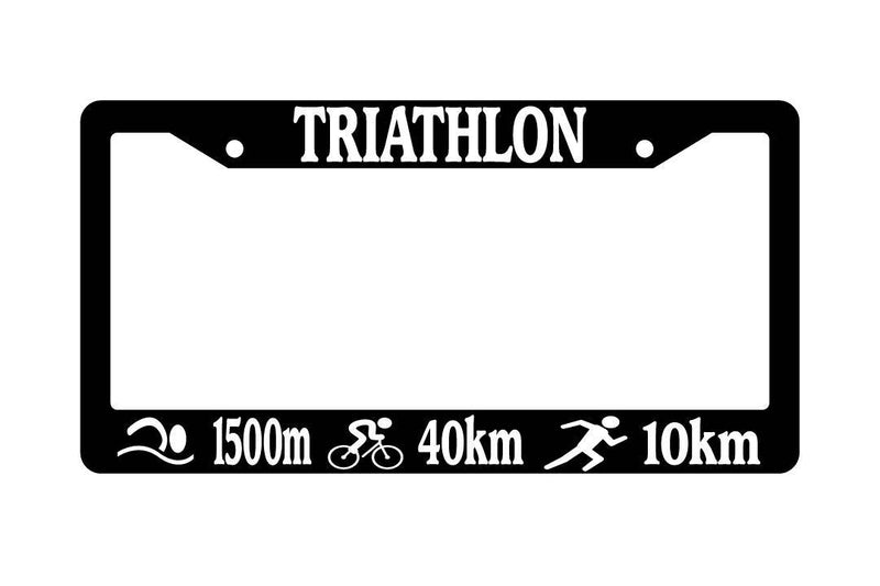 Black License Plate Frame TRIATHLON w/METRIC LOGOS Auto Accessory  Mod-GRAPH9856236-2441