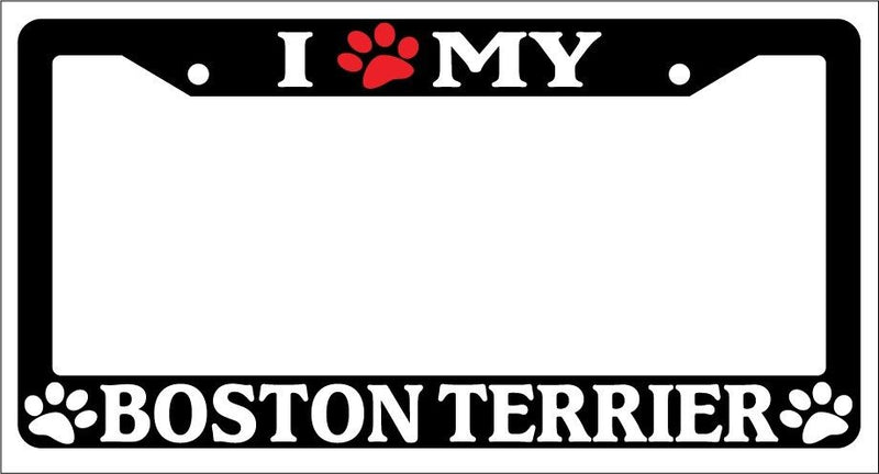 Black License Plate Frame I Heart My Boston Terrier (Paw) Auto Accessory 303  Mod-GRAPH9856236-1149
