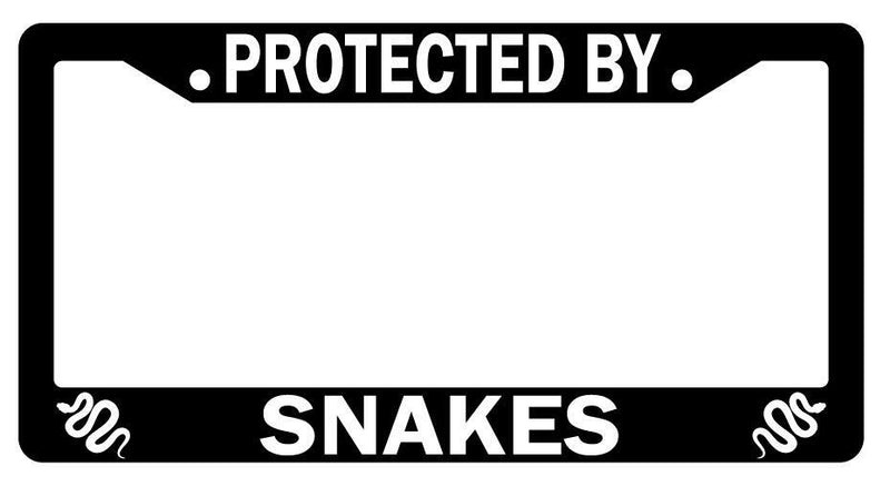 Protected By Snakes Black Plastic License Plate Frame  Mod-GRAPH9856236-1984