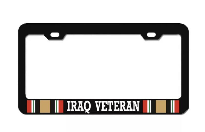 IRAQ VETERAN BLACK Military License Plate Frame Cover Aluminum Metal